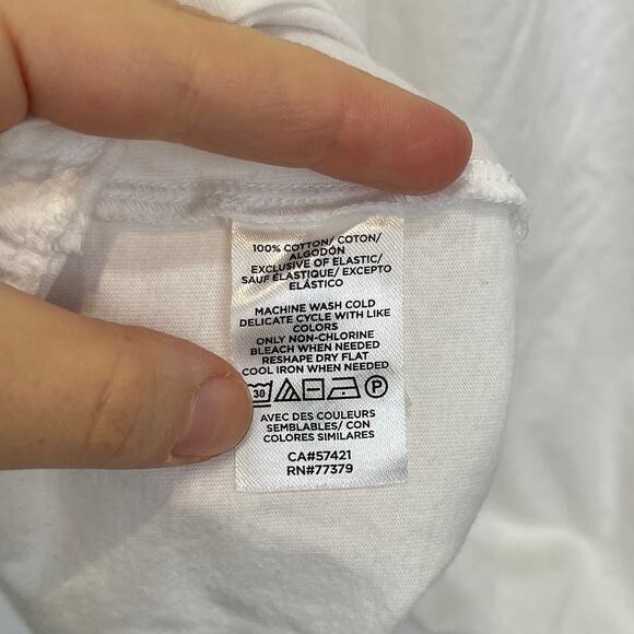 NWT ANN TAYLOR Smocked Knit Top Ruffle Neck 3/4 Sleeve Cotton Knit White Size XL - Picture 9 of 10